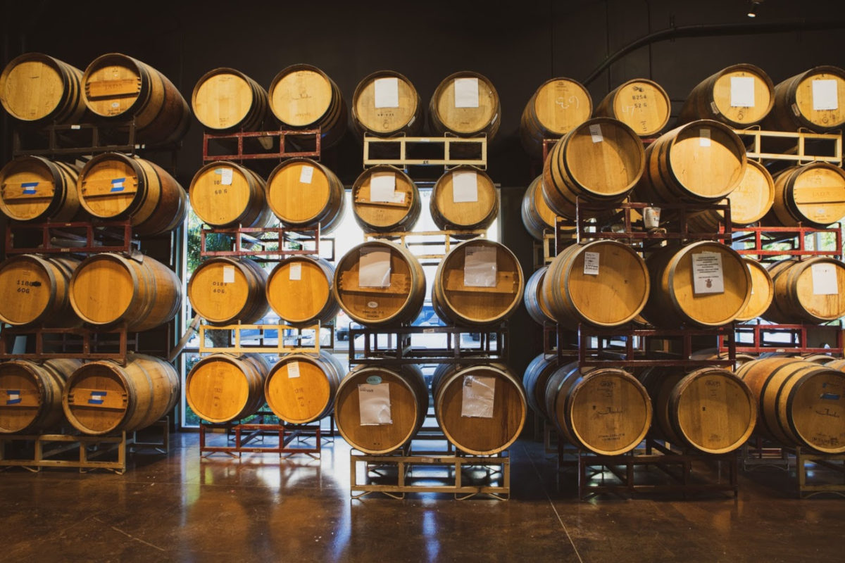 Interior, shelves with beer barrels